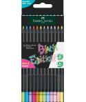 Faber-Castell Black Edition Pack de 12 Lapices de Colores Neon+Pastel - Mina Supersuave - Madera Negra - Ideales para Dibujo sob