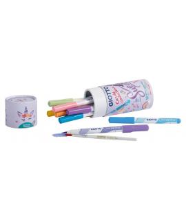 Giotto Candy Collection Turbo Soft Brush Bote de 12 Rotuladores Punta Pincel + Pincel - Colores Pastel Surtidos