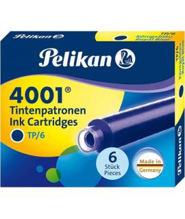 Pelikan Caja de 6 Cartuchos 4001 TP/6 - Tinta de Alta Calidad - Compatible con Plumas Estilograficas - Color Azul Real
