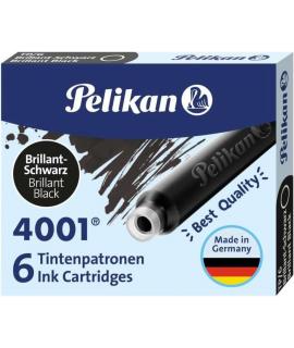 Pelikan Caja de 6 Cartuchos 4001 TP/6 - Tinta de Alta Calidad - Compatible con Plumas Estilograficas - Color Negro