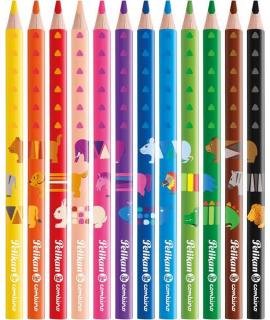 Pelikan Caja de 12 Lapices de Colores Jumbo Triangulares - Mina Antirotura - Certificacion FSC