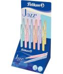 Pelikan Jazz Pastel Expositor con 12 Boligrafos con Mecanismo de Giro - Punta Mediana - Cuerpo Lacado - Recargable - Color Paste