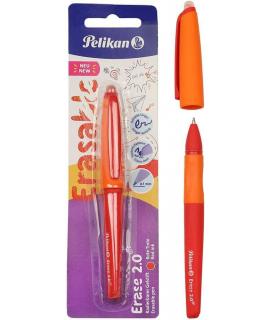 Pelikan Roller Erase 2.0 Boligrafo - Empuñadura Ergonomica - Duracion Larga de la Tinta - Diseño Fresco y Divertido - Color Rojo