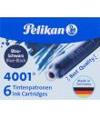 Pelikan Caja de 6 Cartuchos 4001 TP/6 - Tinta de Alta Calidad - Compatible con Plumas Estilograficas - Color Azul/Negro