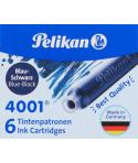 Pelikan Caja de 6 Cartuchos 4001 TP/6 - Tinta de Alta Calidad - Compatible con Plumas Estilograficas - Color Azul/Negro