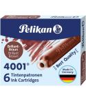 Pelikan Caja de 6 Cartuchos 4001 TP/6 Tinta de Alta Calidad - Compatible con Plumas Estilograficas - Color Marron