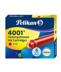 Pelikan Caja de 6 Cartuchos 4001 TP/6 - Compatible con Plumas Estilograficas Pelikan 4001 - Color Rojo