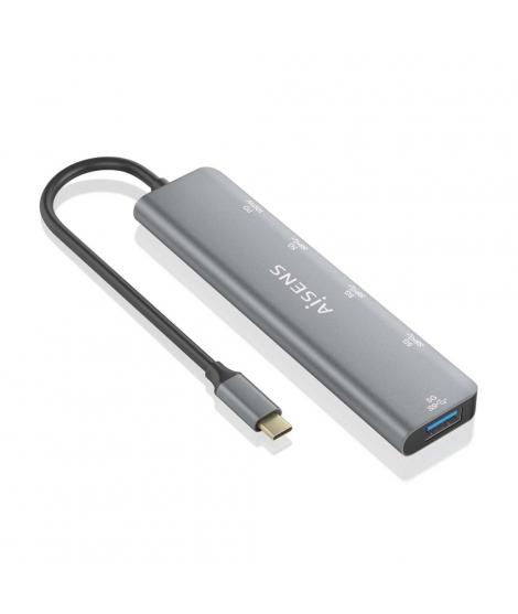 Aisens Hub USB 3.2 Gen1 5G USB-C - USB-C/M-1xUSB-C PD100W/H-1xUSB-C/H-3xUSB-A/H - 15cm