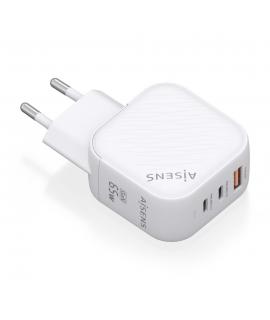 Aisens Cargador GAN 65W - 2xUSB-C PD3.0 QC4.0 - 1xUSB-A QC3.0