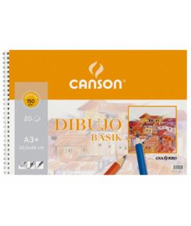 Canson Basik Bloc de Dibujo de 20 Hojas A3 150gr - Medidas 32.5x46cm - Color Blanco
