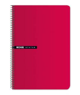 Enri Status 4º Tapa Dura Cuaderno Espiral 4x4 con Margen 100 Hojas Rojo - Cuaderno de Tapa Dura - Cuadriculado 4x4 con Margen - 