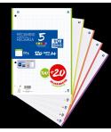 Oxford School Pack de 5 A4 Recambio - 4x4 Promocion - 100+20 Hojas - Colores Surtidos