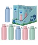 Dohe Expositor de 6 Botellas Reutilizables 3x 500ml y 3x 350ml - Acero Inoxidable de Doble Pared - Libre de BPA - Tapon Hermetic