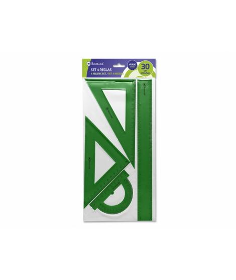 Bismark Pack de Reglas de Alta Calidad - Incluye Regla de 30cm - Escuadra de 14cm - Cartabon de 20cm - Transportador de 13cm - I