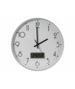 Bismark Reloj Oficina Blanco con Digital - Numeros Negros - Cristal Exterior - Manecillas de Aluminio - Marcador Digital de Temp