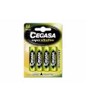 Cegasa Super Alkaline Pack de 4 Pilas LR6 AA - Alto Rendimiento - Fiabilidad - Tecnologia Avanzada