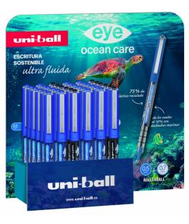 Uni-ball Eye Ocean Care UB150/157 Expositor de 36 Boligrafos - Punta de Bola 0.5mm - Tinta Pigmentada Resistente al Agua y Luz -