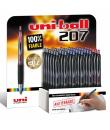 Uni-ball UMN-207 Signo Expositor de 36 Rollers - Punta de Bola 0.5mm - Grip de Caucho Antifatiga - Tinta Pigmentada Resistente a