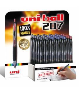 Uni-ball UMN-207 Signo Expositor de 36 Rollers - Punta de Bola 0.5mm - Grip de Caucho Antifatiga - Tinta Pigmentada Resistente a