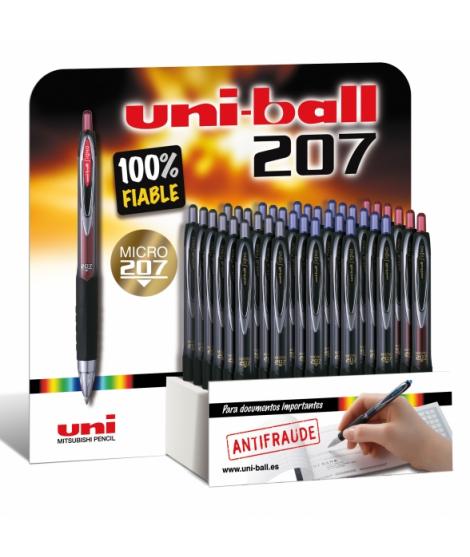 Uni-ball UMN-207 Signo Expositor de 36 Rollers - Punta de Bola 0.5mm - Grip de Caucho Antifatiga - Tinta Pigmentada Resistente a