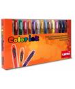 Uni-ball UM-120 Signo Estuche de 15 Rollers de Tinta Gel - Punta de Bola 0.7mm - Tinta Resistente al Agua y Luz - Color Surtido