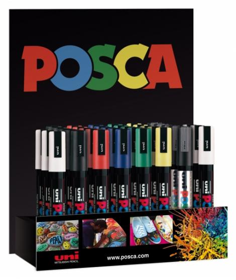 Posca PC-5M Expositor de 36 Marcador de Pintura - Punta de Bala 1.8-2.5mm - Tinta Base al Agua - Resistente a la Luz - Color Sur