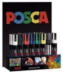 Posca PC-5M Expositor de 36 Marcadores de Pintura - Punta de Bala 1.8-2.5mm - Tinta Base al Agua - No Permanente - Resistente a 