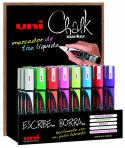 Uni-ball Chalk PWE-5M Expositor de 36 Marcadores de Tiza Liquida - Punta Conica 1.8-2.5mm - Borrado en Humedo - Resistente a la 