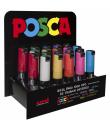 Posca PC-8K Expositor de 20 Marcadores de Pintura - Punta Biselada Acrilica 8mm - Tinta Base al Agua - No Permanente - Resistent