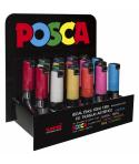 Posca PC-8K Expositor de 20 Marcadores de Pintura - Punta Biselada Acrilica 8mm - No Permanente - Ideal para Carteleria y Decora