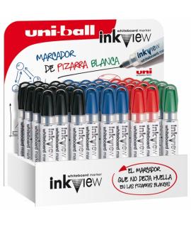 Uni-ball Inkview PWB-202 Expositor de 36 Marcadores de Pizarra Blanca - Punta Conica 1.8-2.2mm - Zona Transparente para Nivel de