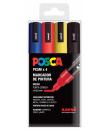 Posca PC-5M/4C Estuche de 4 Marcadores de Pintura - Punta de Bala 1.8-2.5mm - Tinta Base al Agua - No Permanente - Resistente a 