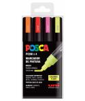 Posca PC-5M Pack de 4 Marcadores de Pintura - Punta de Bala 1.8-2.5mm - Tinta Base al Agua - No Permanente - Resistente a la Luz