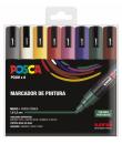 Posca PC-5M Estuche de 8 Marcadores de Pintura - Punta de Bala 1.8-2.5mm - Tinta Base al Agua - Resistente a la Luz - No Permane