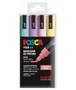 Posca PC-5M/4C Estuche de 4 Marcadores de Pintura - Punta de Bala 1.8-2.5mm - Base al Agua - No Permanente - Resistente a la Luz