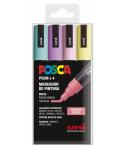 Posca PC-5M Pack de 4 Marcadores de Pintura - Punta de Bala 1.8-2.5mm - Tinta Base al Agua - No Permanente - Resistente a la Luz
