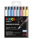 Posca PC1MR/8C Estuche de 8 Marcadores de Pintura - Punta Roller de Fibra 0.7mm - Tinta Pigmentada Base al Agua - Linea Extrafin