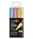 Posca PC1M/4C Estuchce de 4 Marcadores de Pintura - Punta Conica de Poliester 0.7mm - Tinta Base al Agua - No Permanente - Resis