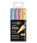 Posca PC1M Pack de 4 Marcadores de Pintura - Punta Conica 0.7mm - Tinta Base al Agua - No Permanente - Resistente a la Luz - Col
