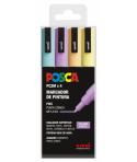 Posca PC3M Pack de 4 Marcadores de Pintura - Punta Conica 0.9-1.3mm - Tinta Base al Agua - Resistente a la Luz - No Permanente -