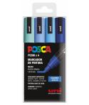 Posca PC-5M Estuche de 4 Marcadores de Pintura - Punta de Bala 1.8-2.5mm - Tinta Base al Agua - Resistente a la Luz - Color Surt