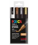 Posca PC-5M Estuche de 4 Marcadores de Pintura - Punta de Bala 1.8-2.5mm - Tinta Base al Agua - Resistente a la Luz - Color Surt