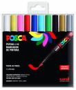 Posca PCF-350/10C Estuche de 10 Marcadores de Pintura Base al Agua - Punta Acrilica Estilo Pincel - No Permanente - Resistente a