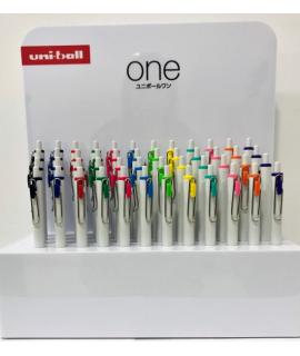 Uni-ball UMN-S-07 ONE Expositor de 48 Boligrafo de Tinta Liquida - Punta de Bola 0.7mm - Escritura Ultra Fluida - Agarre Suave y