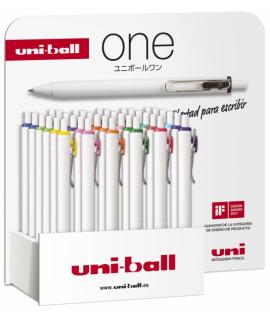 Uni-ball ONE UMN-S-07 Expositor de 36 Boligrafos de Tinta - Punta de Bola 0.7mm - Escritura Ultra Fluida - Agarre Suave y Comodo