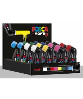 Posca MOP'R Expositor de 16 Marcadores de Pintura - Punta Redondeada de Gomaespuma - Ancho de Trazo 3-19mm - Multi Efectos - Tin