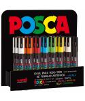 Posca PC3M Expositor de 36 Marcadores de Pintura - Punta Conica de Poliester 0.9-1.3mm - Tinta Base al Agua - Resistente a la Lu