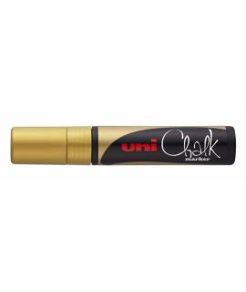 Uni-ball PWE-17K Marcador de Tiza Liquida - Punta Biselada 15mm - Borrado en Humedo - Resistente a la Lluvia - Color Oro