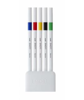 Uni-ball EMOTT Ever Fine Pack de 5 Marcadores de Linea Fina - 0.4mm - Punta Duradera - Ancho de Linea Constante - Base de Agua -