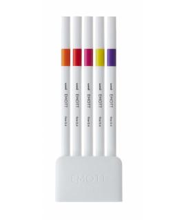 Uni-ball PEM-SY 5C NO.2 Pack de 5 Marcadores de Linea Fina - Punta 0.4mm - Tinta a Base de Agua - Diseño Innovador - Durabilidad